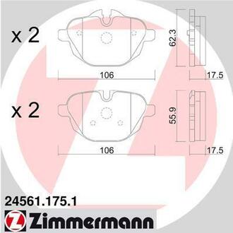 24561.175.1 ZIMMERMANN Комплект тормозных колодок, дисковый тормоз