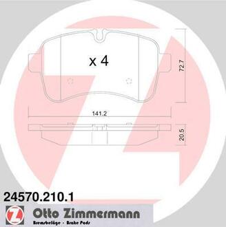 24570.210.1 ZIMMERMANN Комплект тормозных колодок, дисковый тормоз
