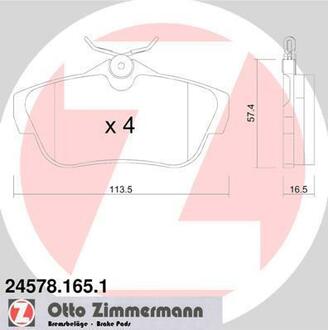 24578.165.1 ZIMMERMANN Комплект тормозных колодок, дисковый тормоз