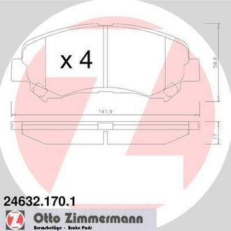 24632.170.1 ZIMMERMANN Комплект тормозных колодок, дисковый тормоз