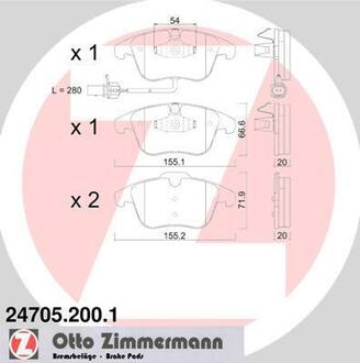24705.200.1 ZIMMERMANN Комплект тормозных колодок, дисковый тормоз