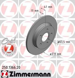 250.1366.20 ZIMMERMANN Тормозной диск