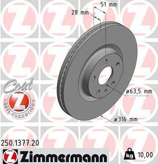 250.1377.20 ZIMMERMANN Гальмівний диск