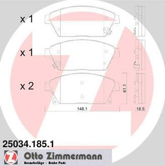 25034.185.1 ZIMMERMANN Комплект тормозных колодок, дисковый тормоз