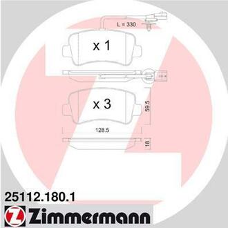 25112.180.1 ZIMMERMANN Комплект гальмівних колодок ZIMMERMANN 25112.180.1