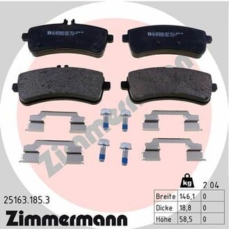 25163.185.3 ZIMMERMANN Комплект гальмівних колодок ZIMMERMANN 25163.185.3