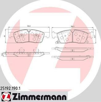 25192.190.1 ZIMMERMANN Комплект тормозных колодок, дисковый тормоз