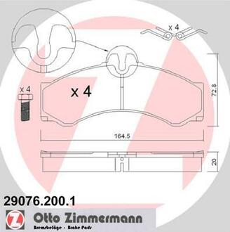 29076.200.1 ZIMMERMANN Комплект гальмівних колодок ZIMMERMANN 29076.200.1