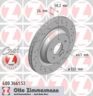 400.3661.52 ZIMMERMANN Диск гальмівний ZIMMERMANN 400.3661.52