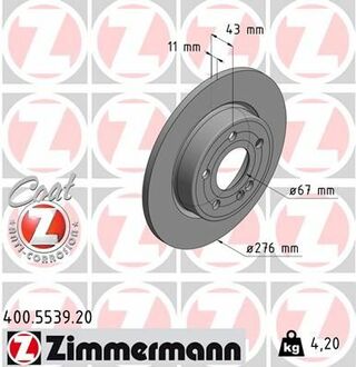 400.5539.20 ZIMMERMANN Гальмiвнi диски original