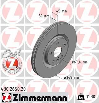 430.2650.20 ZIMMERMANN тормозной диск