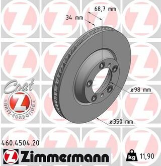 460.4504.20 ZIMMERMANN Диск гальмівний Coat Z лівий