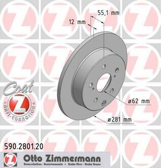 590.2801.20 ZIMMERMANN Диск гальмівний Coat Z