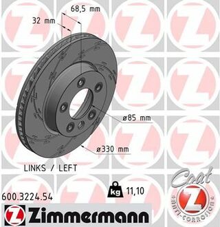 600.3224.54 ZIMMERMANN тормозной диск