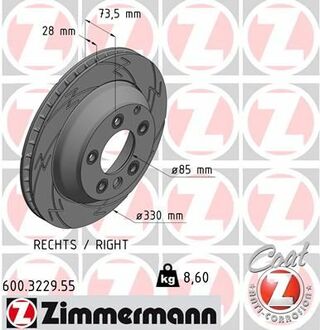 600.3229.55 ZIMMERMANN Диск гальмівний BLACK Z правий