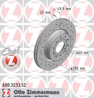 600.3233.52 ZIMMERMANN Тормозной диск