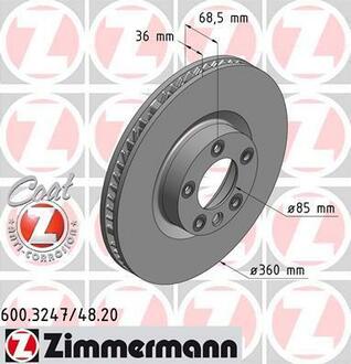 600.3248.20 ZIMMERMANN Диск гальмівний Coat Z правий