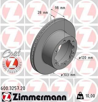 600.3257.20 ZIMMERMANN Диск гальмівний ZIMMERMANN 600.3257.20